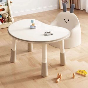 "Adjustable Height Cream Wood Kids Computer Desk"