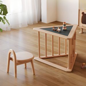"Beech Wood Kids Computer Desk with Natural Color Top and Lumber Legs"